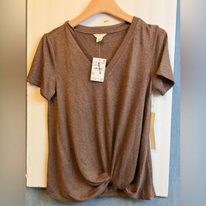 Caslon‎ by Nordstrom NWT Brown Short Sleeve V-Neck Top
